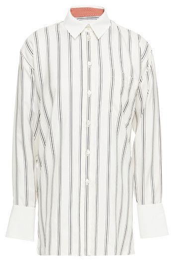 PAUL SMITH Crepe de chine-trimmed striped silk shirt