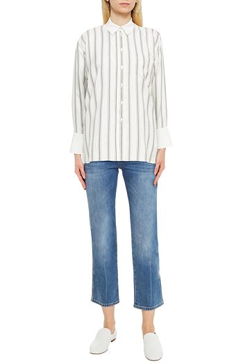 PAUL SMITH Crepe de chine-trimmed striped silk shirt