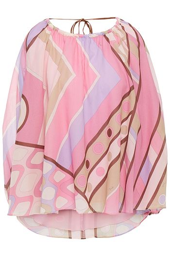 EMILIO PUCCI Gathered printed cotton-voile blouse