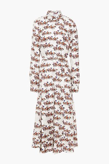 GABRIELA HEARST Belted printed silk-twill midi shirt dress