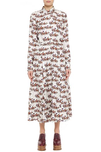 GABRIELA HEARST Belted printed silk-twill midi shirt dress