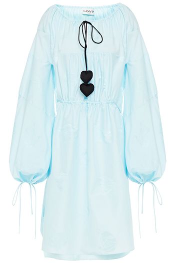 LANVIN Tie-detailed cotton and silk-blend jacquard dress