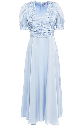 SHRIMPS Leonora ruched silk-satin midi dress