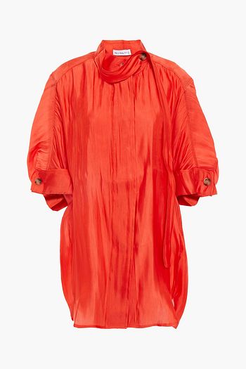 REJINA PYO Gerafftes Oberteil aus Voile in Knitteroptik mit Metallic-Effekt