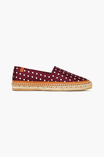 GABRIELA HEARST Alba leather-trimmed polka-dot satin-twill espadrilles