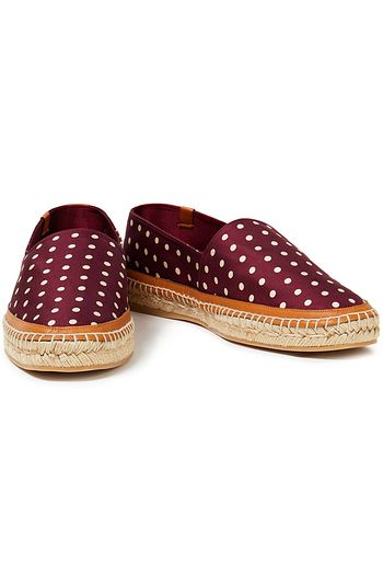 GABRIELA HEARST Alba leather-trimmed polka-dot satin-twill espadrilles