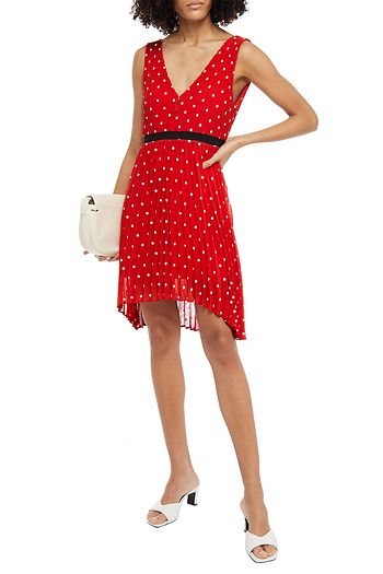 MAJE Relina pleated embroidered georgette mini dress