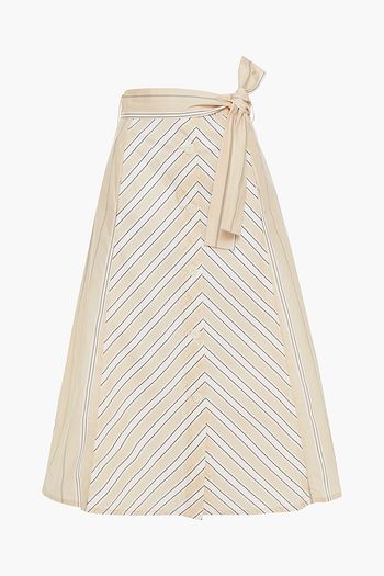 MAJE Striped cotton-poplin midi skirt