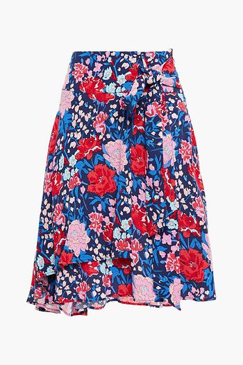 CLAUDIE PIERLOT Asymmetric knotted floral-print crepe skirt