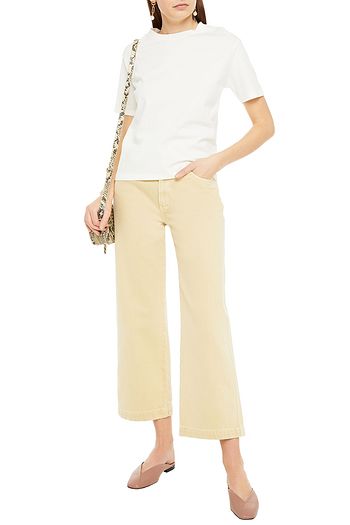 MAJE Tressage lace-up cotton-jersey T-shirt