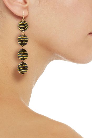 KENNETH JAY LANE Gold-tone and cord earrings
