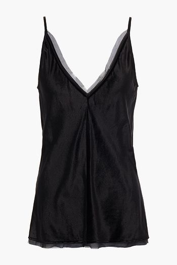 GABRIELA HEARST Maria open-back crepe de chine and silk-velvet camisole