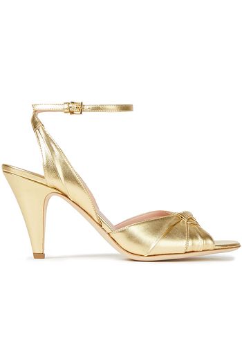 ALBERTA FERRETTI Twist-front metallic leather sandals