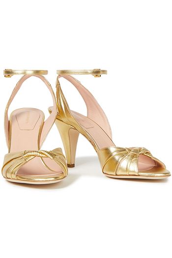 ALBERTA FERRETTI Twist-front metallic leather sandals