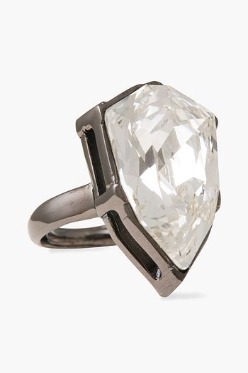 OSCAR DE LA RENTA Gunmetal-tone crystal ring