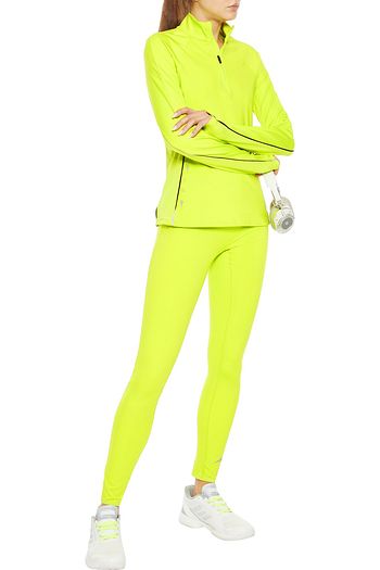 REEBOK X VICTORIA BECKHAM Bedrucktes Oberteil aus neonfarbenem Stretch-Material mit Mesh-Einsatz