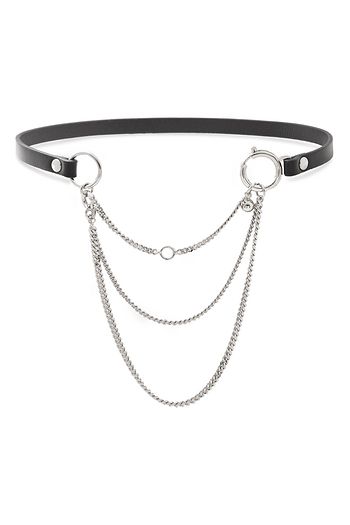 MCQ ALEXANDER MCQUEEN Silver-tone and leather bracelet