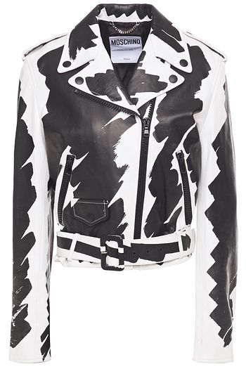 MOSCHINO Printed textured-leather jacket