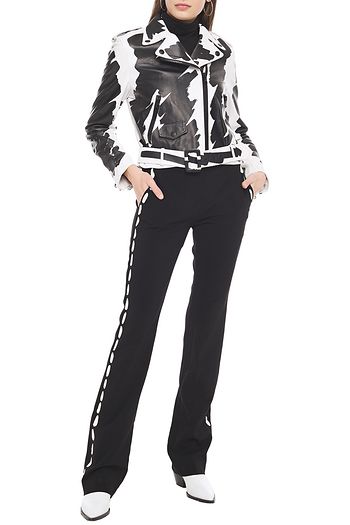 MOSCHINO Printed textured-leather jacket