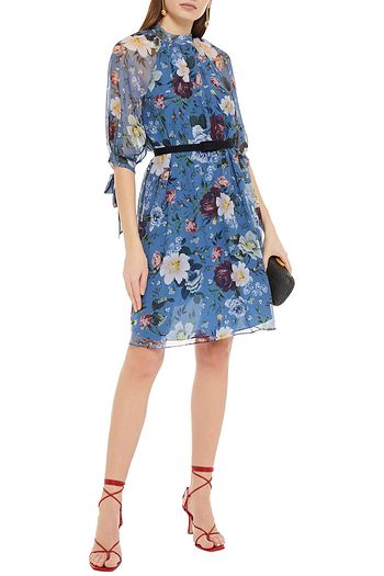ERDEM Melodie belted floral-print silk-georgette dress