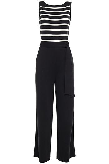 LORO PIANA Maya Bay gestreifter Jumpsuit mit weitem Bein aus einer Seiden-Baumwollmischung