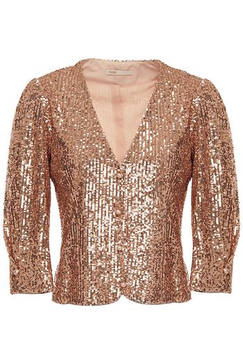 MAJE Gathered sequined tulle top
