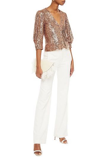 MAJE Gathered sequined tulle top