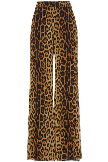 MOSCHINO Leopard-print silk-chiffon wide-leg pants