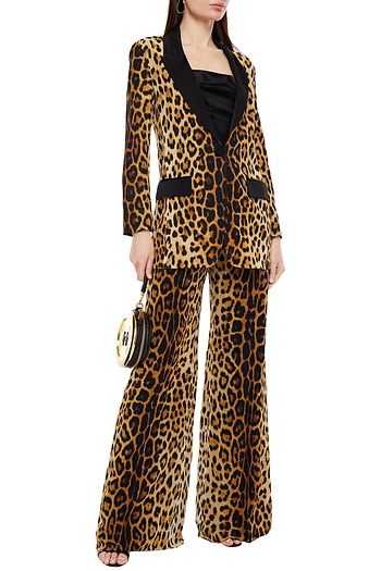 MOSCHINO Leopard-print silk-chiffon wide-leg pants
