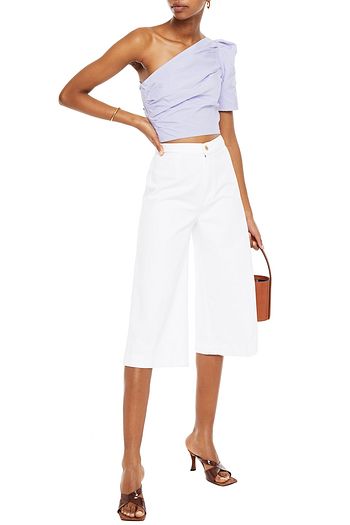 MAJE One-shoulder ruched taffeta top
