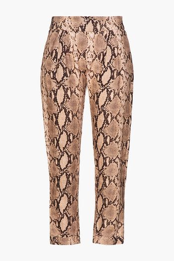 ENZA COSTA Cropped snake-print linen tapered pants