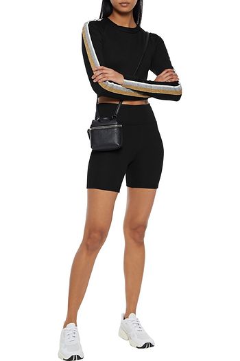 TWENTY MONTRÉAL Cropped metallic-trimmed cotton-blend mesh top