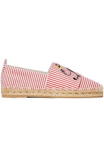 ROGER VIVIER Blooming embroidered striped canvas espadrilles