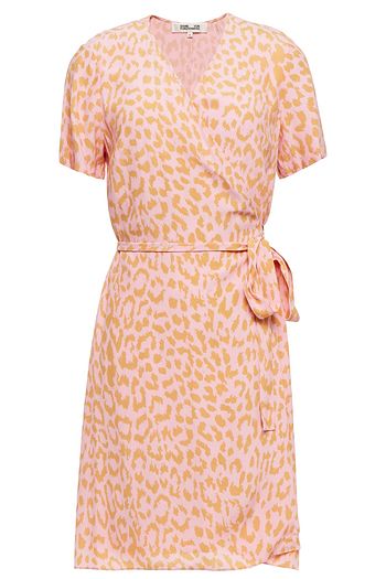 DIANE VON FURSTENBERG Mini-Wickelkleid aus Crêpe de Chine mit Leopardenprint