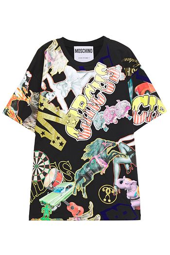 MOSCHINO Embellished flocked printed cotton-jersey T-shirt