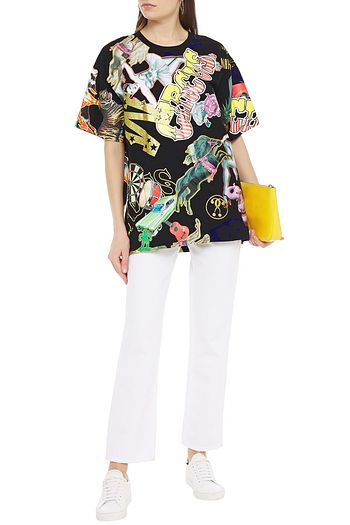 MOSCHINO Embellished flocked printed cotton-jersey T-shirt