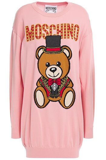 MOSCHINO Intarsia-knit cotton mini dress