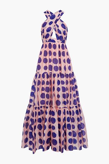 ULLA JOHNSON Fontaine gestuftes Maxikleid aus Organza aus einer Baumwoll-Seidenmischung mit Polka-Dots