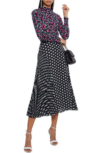 DIANE VON FURSTENBERG Remy bedrucktes Rollkragenoberteil aus Stretch-Mesh