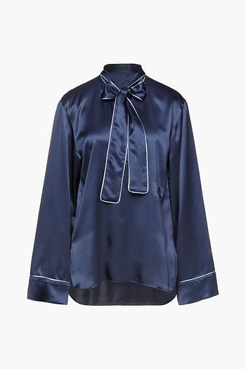 DOLCE & GABBANA Pussy-bow silk-satin blouse