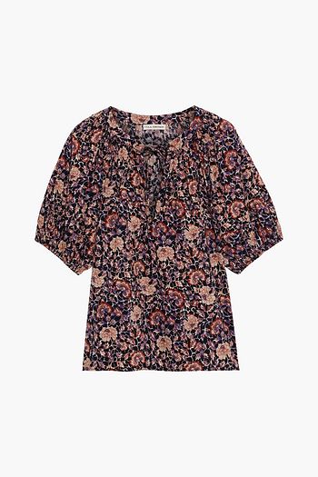 ULLA JOHNSON Evie gerafftes Oberteil aus einer Baumwollmischung mit floralem Print