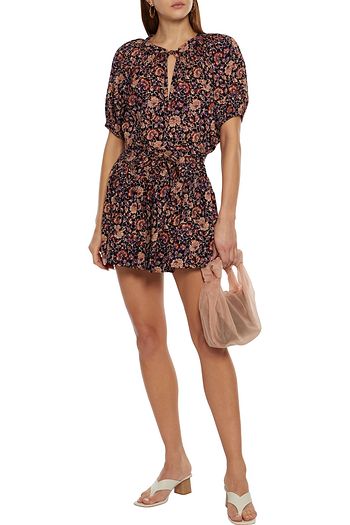 ULLA JOHNSON Evie gerafftes Oberteil aus einer Baumwollmischung mit floralem Print