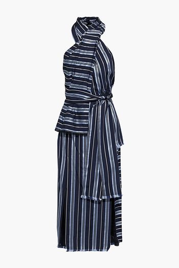 ALTUZARRA Riverhead crossover striped jacquard halterneck midi dress