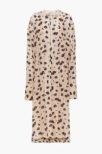 MARNI Plissiertes Midikleid aus Crêpe de Chine aus Seide mit floralem Print