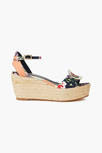 ROGER VIVIER Corda floral-print canvas wedge espadrille sandals