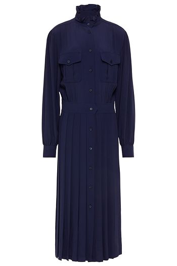 ALBERTA FERRETTI Pleated crepe de chine midi shirt dress