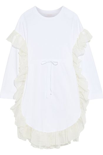 SEE BY CHLOÉ Ruffled georgette-trimmed cotton-jersey mini dress