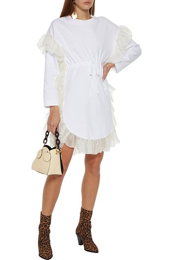 SEE BY CHLOÉ Ruffled georgette-trimmed cotton-jersey mini dress