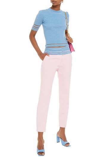 EMILIO PUCCI Burnout-effect mélange ribbed wool-blend top