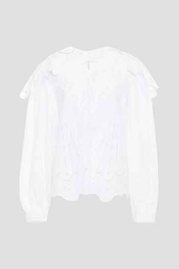 ALBERTA FERRETTI Ruffled broderie anglaise cotton blouse